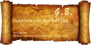 Gyurkovits Borbála névjegykártya